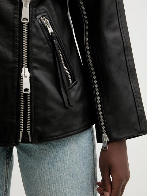 AllSaints ramoneska skórzana VENDRA kolor czarny przejściowa oversize W021LD