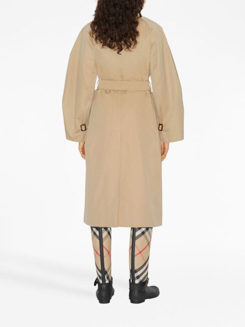 Burberry Check-pattern cotton trench coat - Neutrals