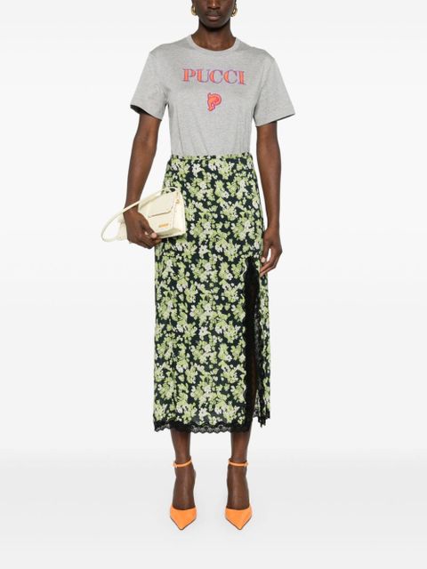 PUCCI logo-embroidered cotton t-shirt - Grey