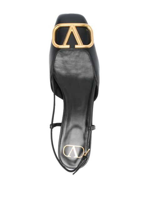 Valentino Garavani VLogo leather slingback ballerina shoes - Black