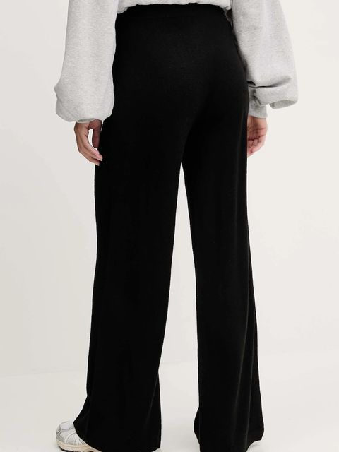 EA7 Emporio Armani spodnie z dodatkiem wełny damskie kolor czarny szerokie high waist AF17576.7W000778