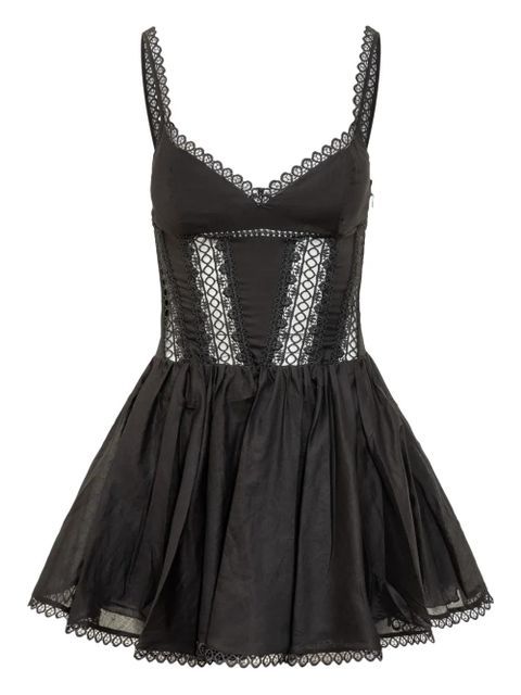 Charo Ruiz Ibiza lace-trimmed skater dress - Black - zdjęcie produktu nr 1