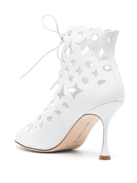 Manolo Blahnik Taralo 90mm cut-out boots - White