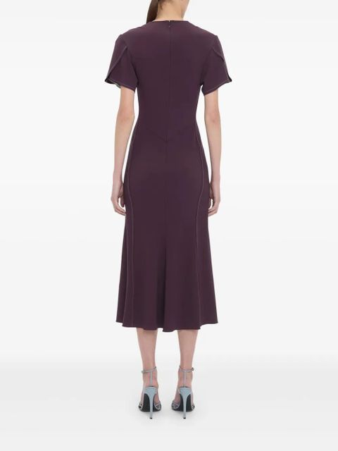 Victoria Beckham gathered V-neck midi dress - Purple