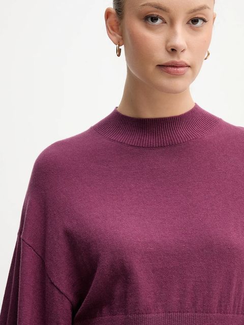 United Colors of Benetton sweter z dodatkiem wełny damski kolor fioletowy lekki z półgolfem 1Y6SD2041