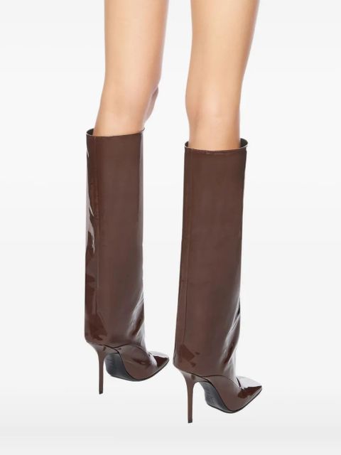 The Attico 105mm Sienna patent-leather boots - Brown