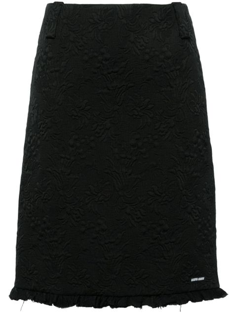 Miu Miu floral-matelassé pencil skirt - Black - zdjęcie produktu nr 1
