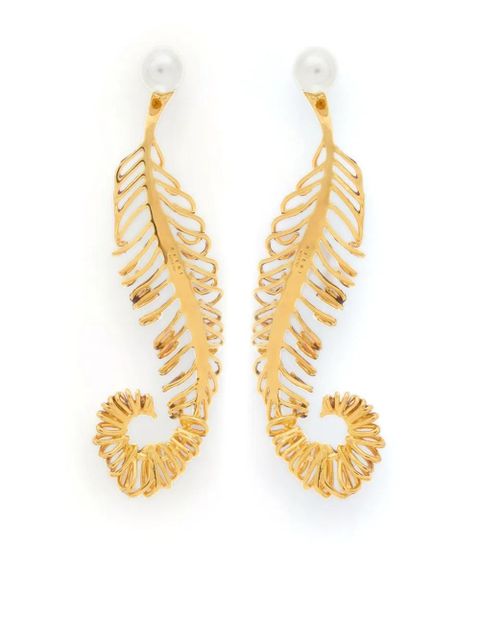 Marni curved feather earrings - Gold