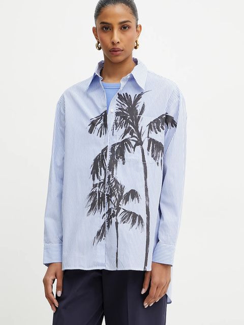 MAX&Co. koszula bawełniana damska kolor niebieski relaxed z kołnierzykiem klasycznym 2516111073200 - zdjęcie produktu nr 1