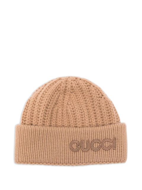 Gucci logo-embroidered beanie hat - Neutrals - zdjęcie produktu nr 1