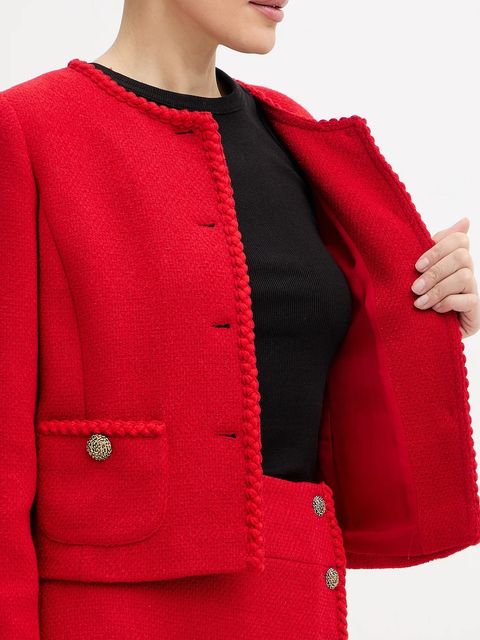 Luisa Spagnoli marynarka z dodatkiem wełny kolor czerwony jednorzędowa gładka 542705