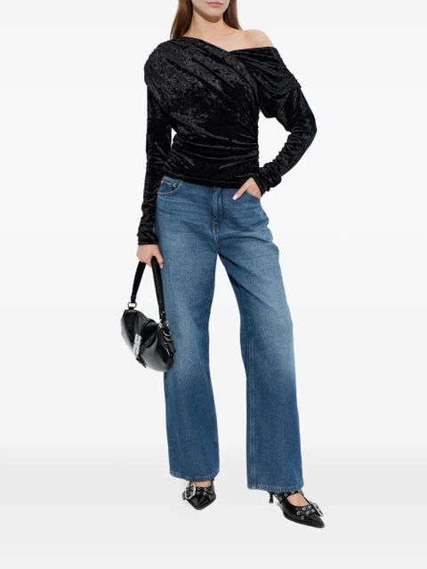 GANNI long-sleeve one-shoulder top - Black - zdjęcie produktu nr 2