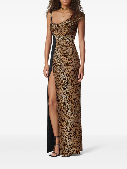 Versace Medusa '95 leopard-print draped gown - Neutrals
