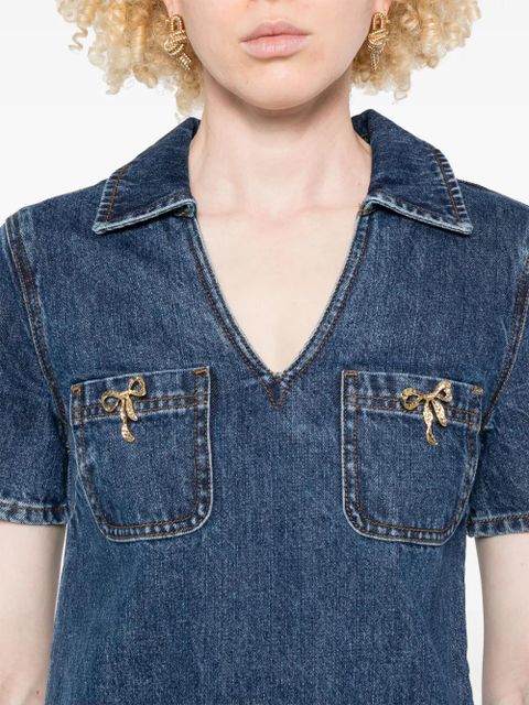 Self-Portrait denim mini dress - Blue