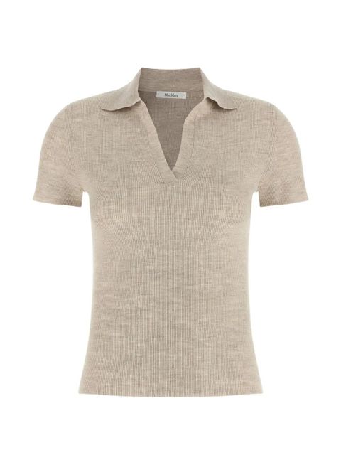 Max Mara Mxmalbero ribbed V-neck polo shirt - Neutrals - zdjęcie produktu nr 1