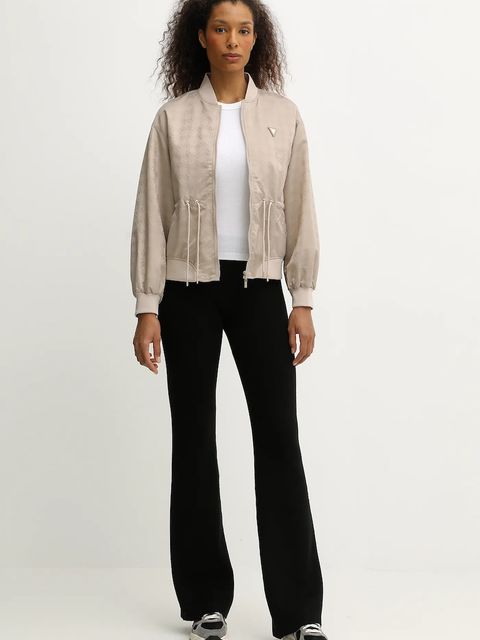 Guess kurtka bomber AOP kolor beżowy przejściowa oversize V5YL11 WHFU0