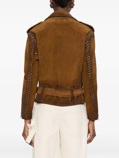 Golden Goose studded belted jacket - Brown