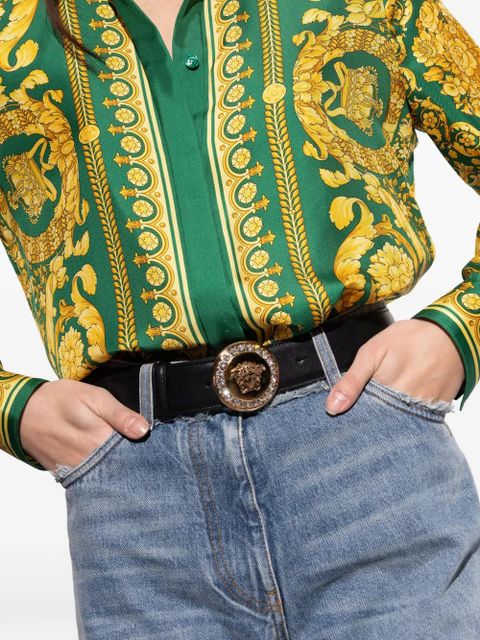 Versace crystal-embellished Medusa-buckle belt - Black