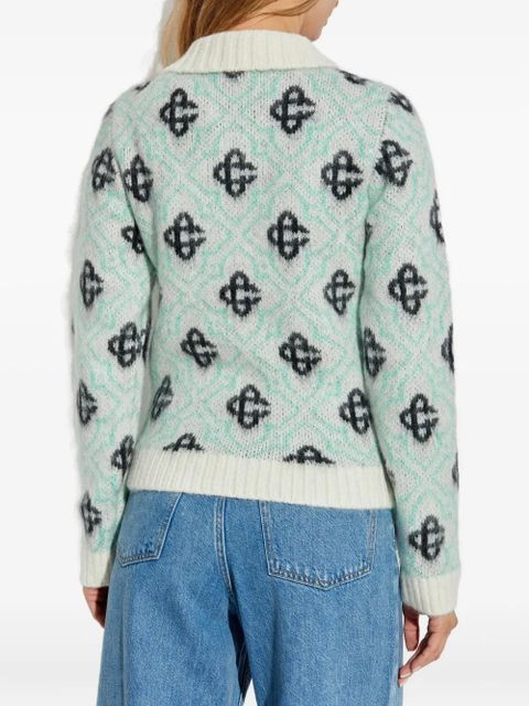 Casablanca monogram-pattern zip-up cardigan - Green - zdjęcie produktu nr 2