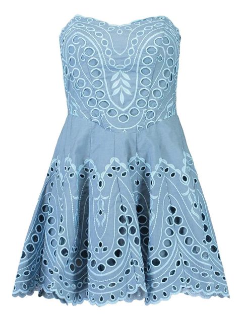 Charo Ruiz Ibiza Bali broderie smocked mini dress - Blue - zdjęcie produktu nr 1