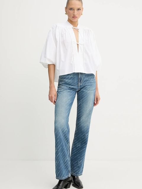 BOSS Orange bluzka bawełniana damska kolor biały gładka 50552766 - zdjęcie produktu nr 2