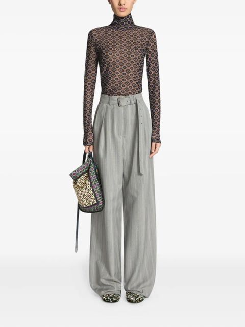 DRIES VAN NOTEN printed turtleneck top - Brown
