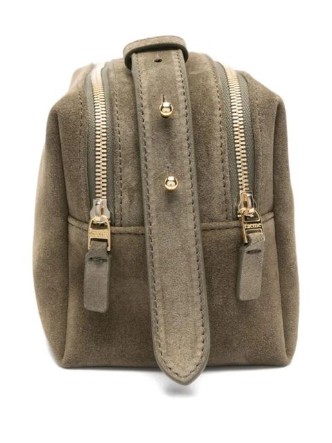 Elleme Trousse suede double-zip shoulder bag - Green
