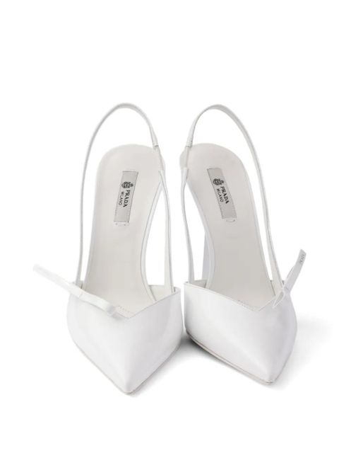 Prada patent-leather slingback pumps - White