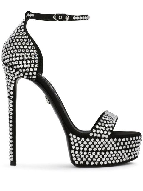 Dolce & Gabbana 145mm rhinestone-embellished platform sandals - Black - zdjęcie produktu nr 1