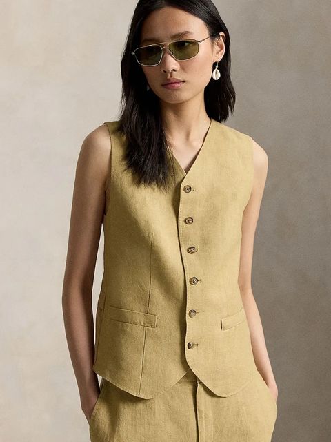 Polo Ralph Lauren kamizelka damska lniana DELAVE LINEN-WVN-BLAZER/SPORT COAT - zdjęcie produktu nr 1