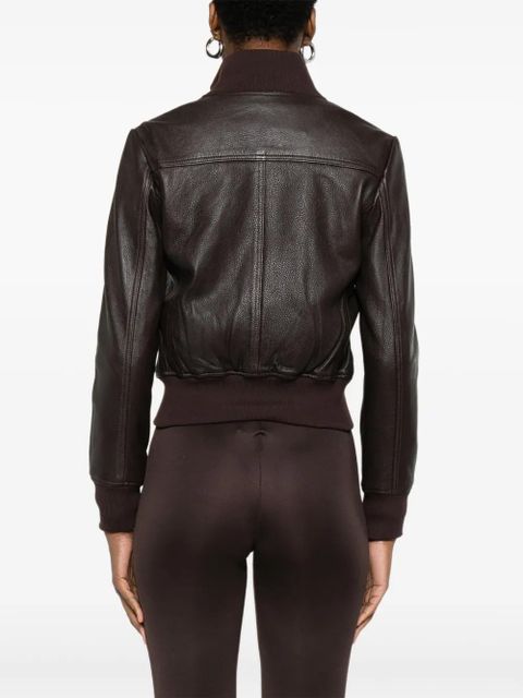 The Frankie Shop zip-front leather jacket - Brown