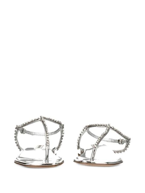 Miu Miu crystal-embellished leather sandals - Silver