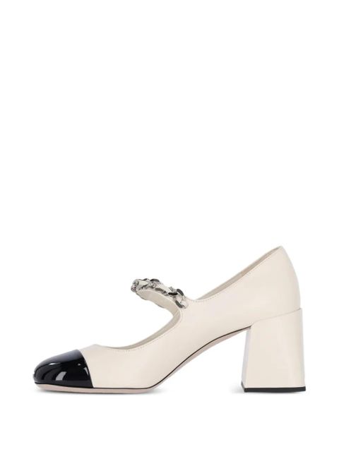 Miu Miu chain-embellished cap-toe pumps - Neutrals
