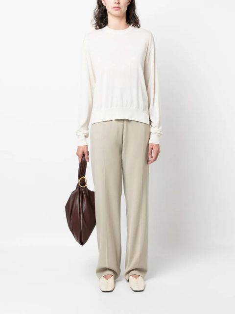 Jil Sander ribbed crew neck jumper - White