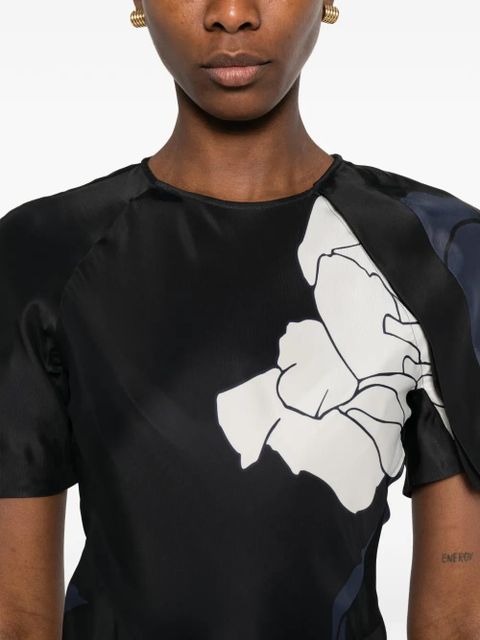 Victoria Beckham floral short-sleeve dress - Blue