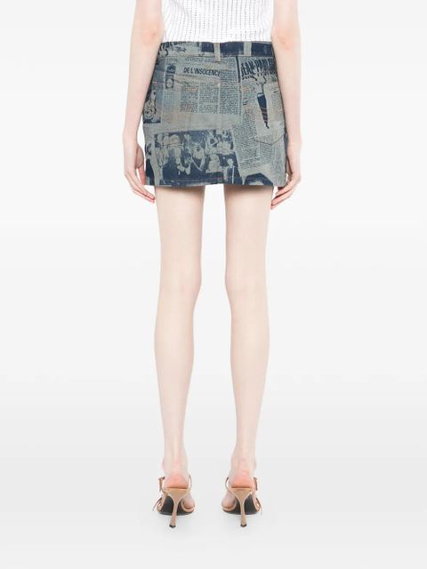 Jean Paul Gaultier newspaper print mini skirt - Blue
