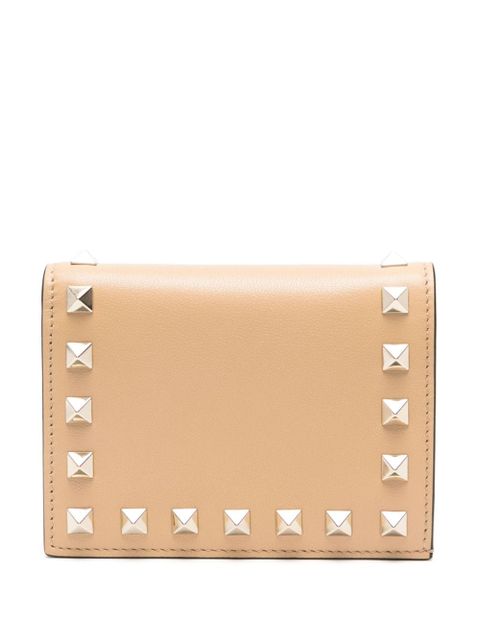 Valentino Garavani small Rockstud leather wallet - Neutrals