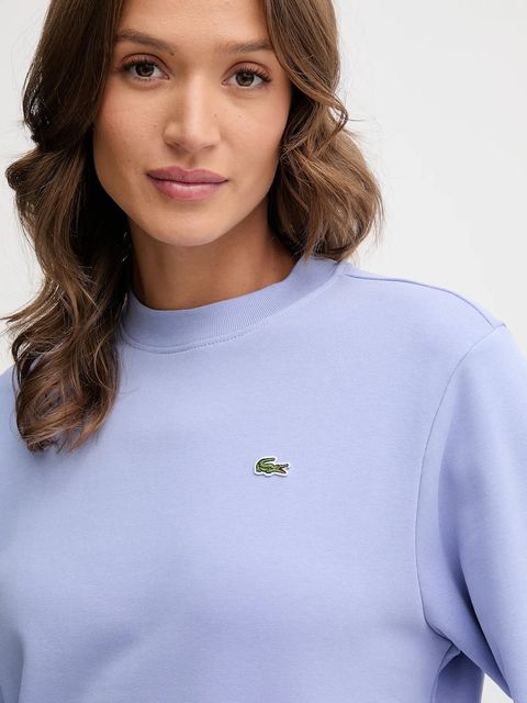 Lacoste bluza bawełniana damska kolor niebieski gładka SF5270