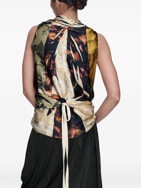 Maison Margiela draped floral silk top - Yellow