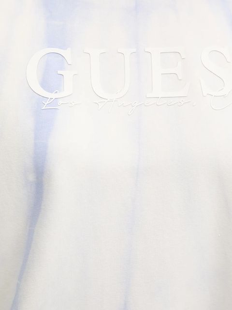 Guess bluza damska kolor niebieski z kapturem wzorzysta V5GQ16 KCRQ0