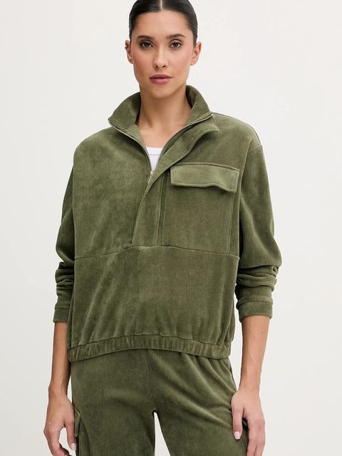 Banana Moon bluza welurowa Quandary damska kolor zielony gładka GAVIN.QUANDARY - zdjęcie produktu nr 1