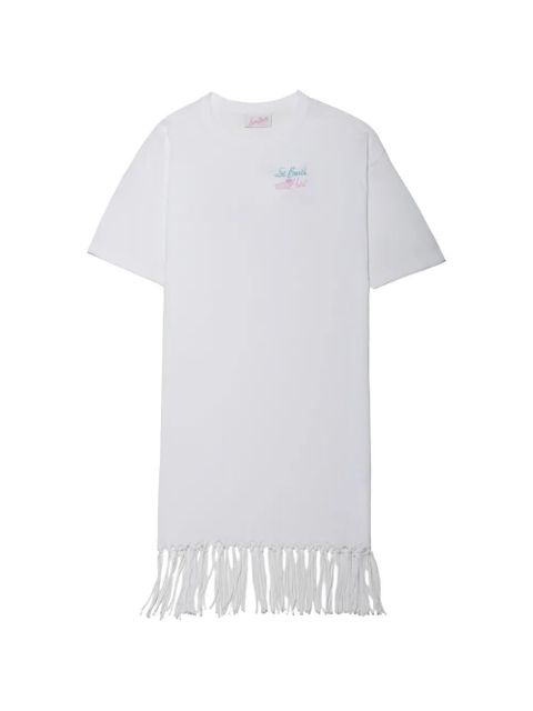 MC2 Saint Barth logo-print fringed mini dress - White - zdjęcie produktu nr 1