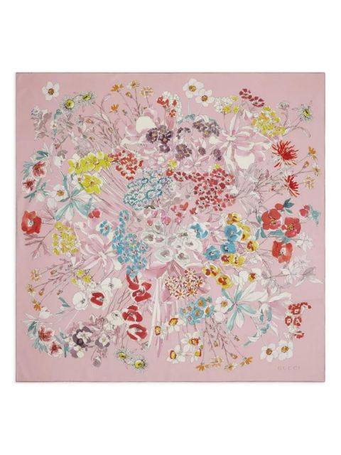 Gucci floral-print silk scarf - Pink - zdjęcie produktu nr 2