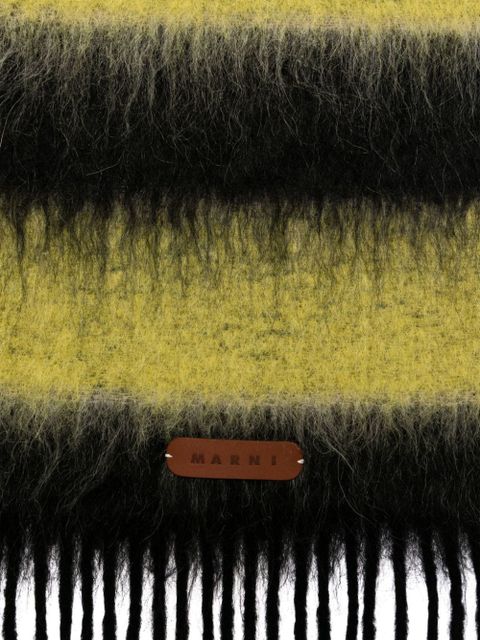 Marni fringed colour-block scarf - Black