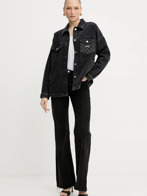 Liu Jo kurtka jeansowa kolor czarny przejściowa oversize UF5111.D4927