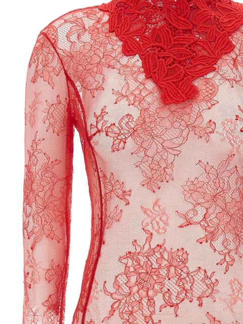 Blumarine floral-lace high-neck bodysuit - Red - zdjęcie produktu nr 2