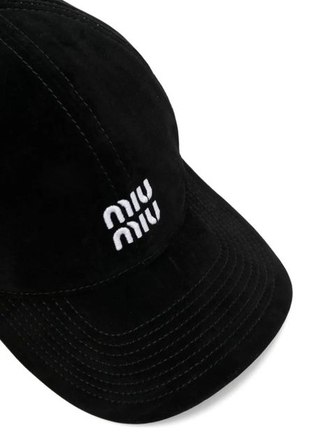 Miu Miu logo-embroidered cap - Black
