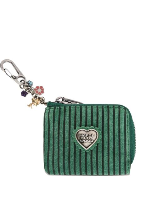 Marge Sherwood stripe-print heart-plaque coin purse - Green - zdjęcie produktu nr 1