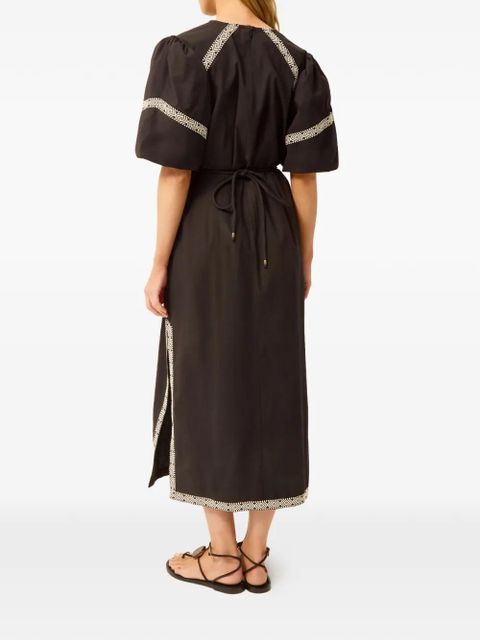 Marie Oliver embroidered V-neck midi dress - Black