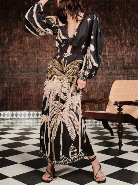 Johanna Ortiz Pradera Geométrica midi dress - Black